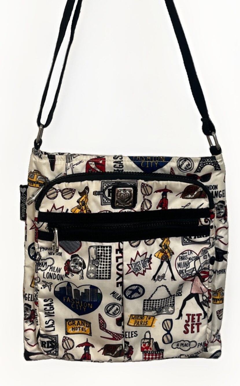 Brighton Jet Set Crossbody Bag Graffiti Print Nylon Travel Fun Chic